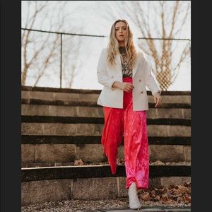 Women’s Mid Rise Wide Leg Ankle Velvet Pull on Pants